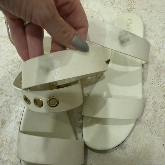 Dior Women's white Sandals with Gold Accents - Picture 9 of 9